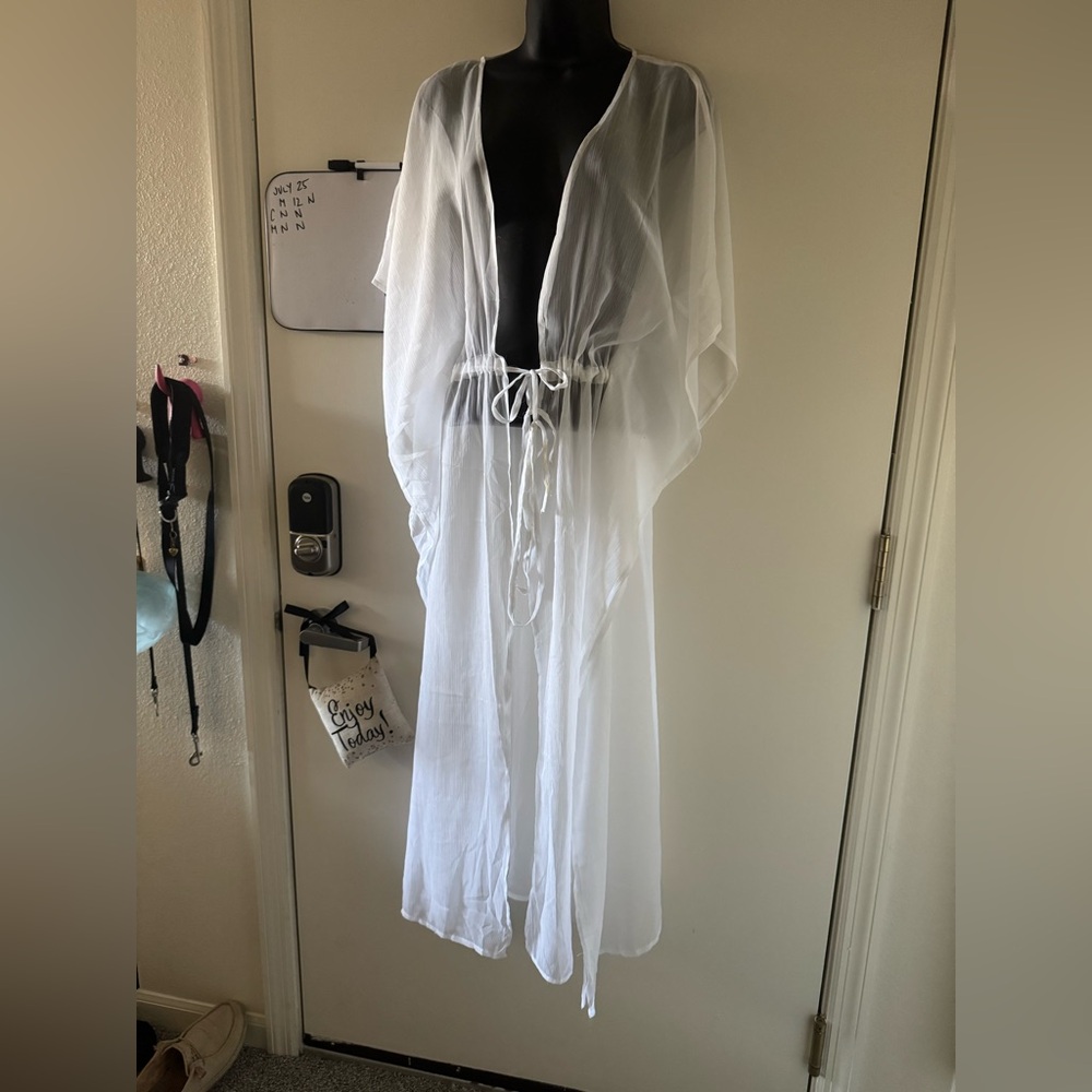 Sheer White Cover-Up duster, kimono